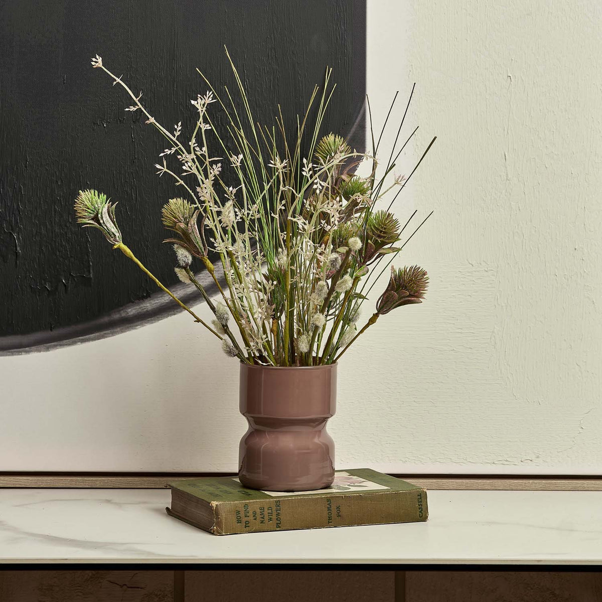 Glass Drum Vase in Misty Rose - Small