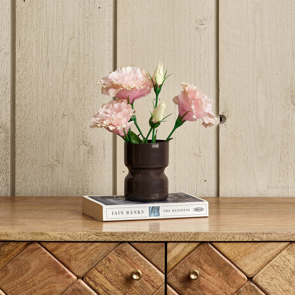 Glass Drum Vase in Carbon - Small