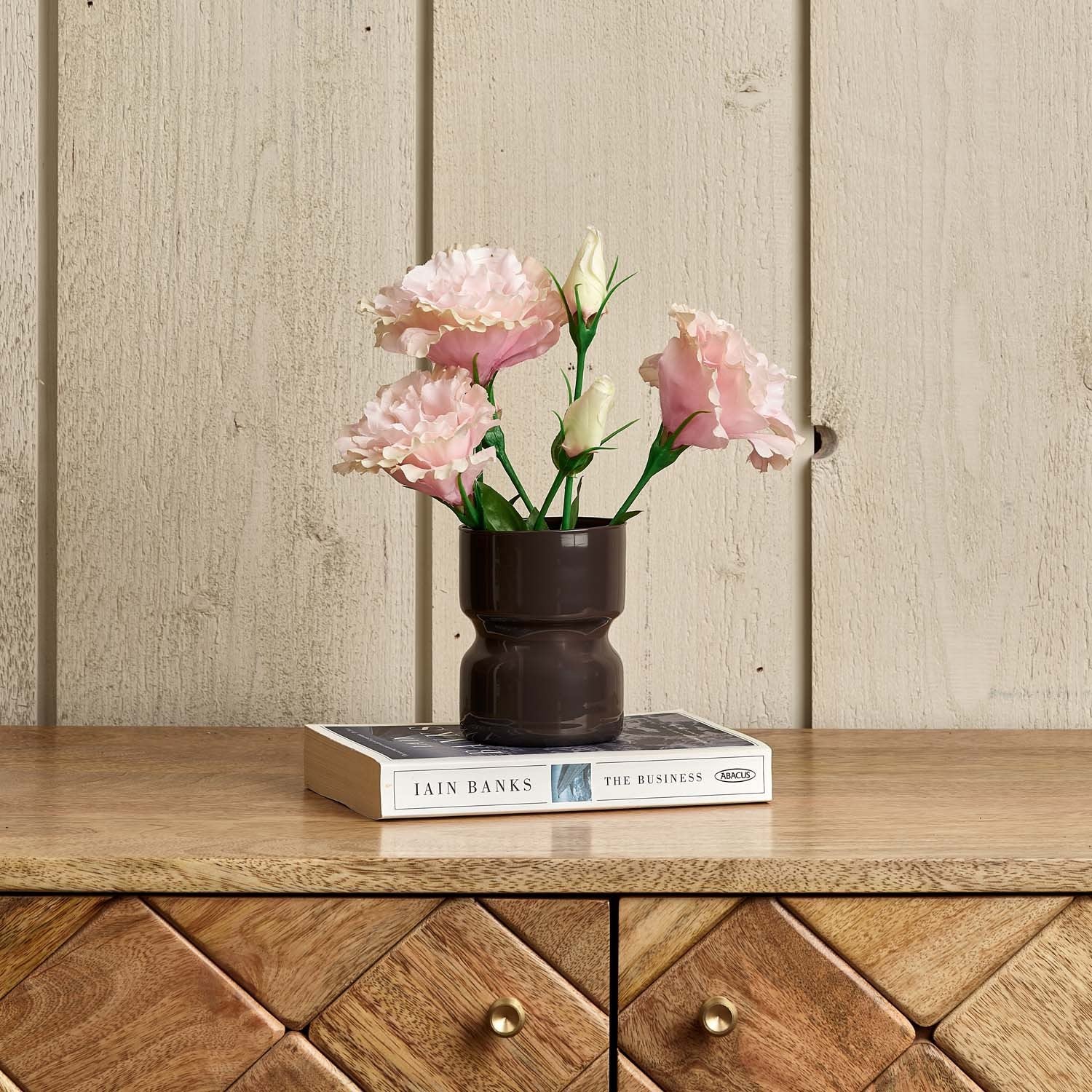 Glass Drum Vase in Carbon - Small