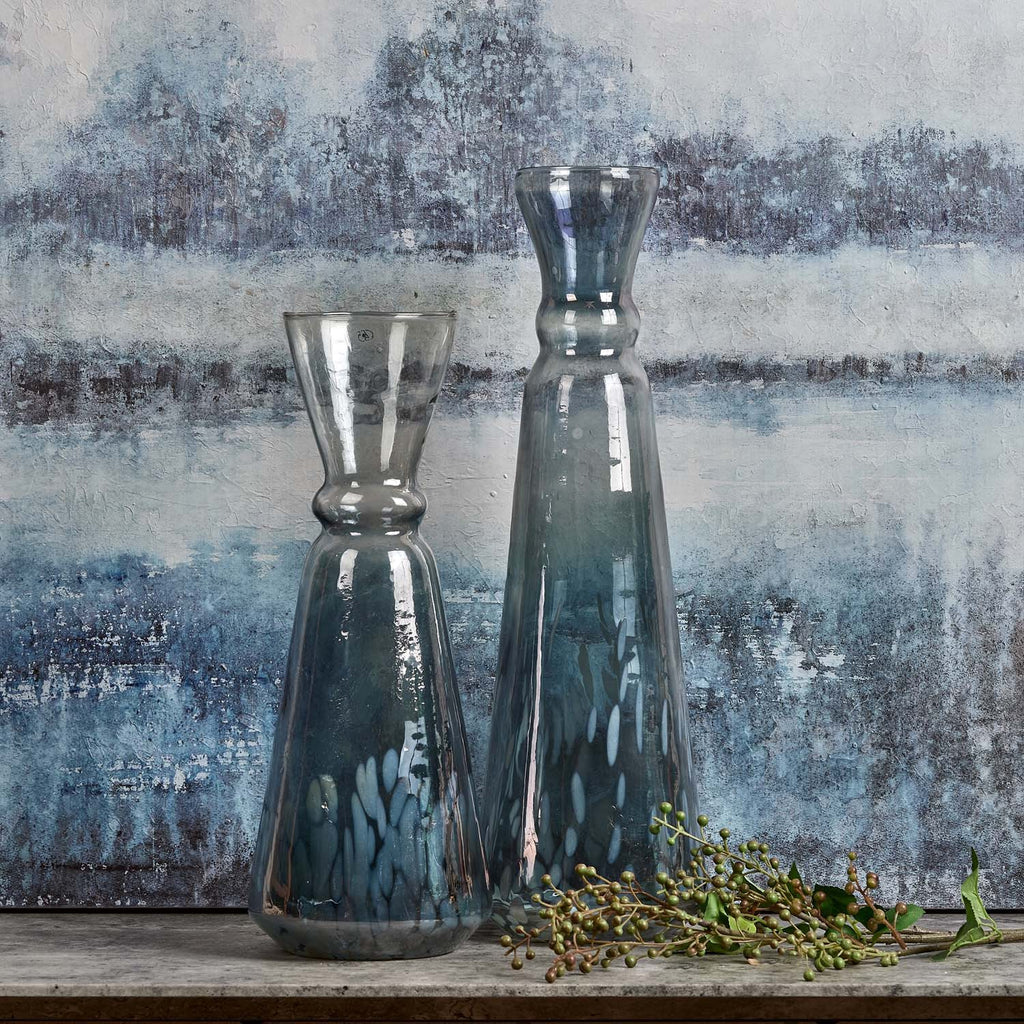Glass Royal Vase in Full Luster and Cheena Grey - Small