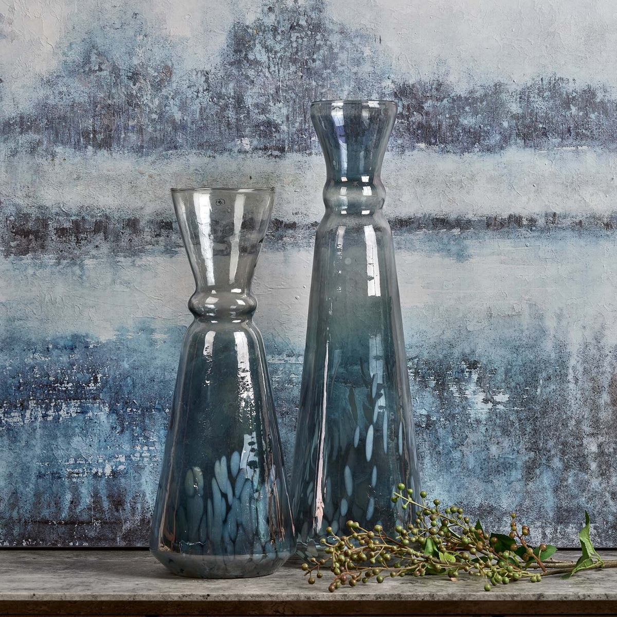 Glass Royal Vase in Full Luster and Cheena Grey - Large