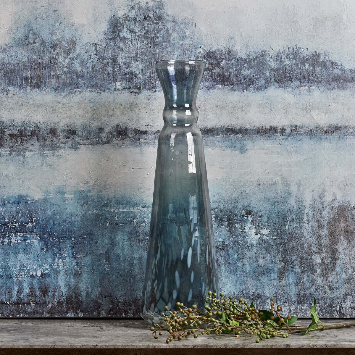 Glass Royal Vase in Full Luster and Cheena Grey - Large