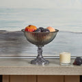 Glass Dots Border Fruit Bowl with Base in Luster Grey