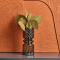 Cut Glass Vase with Diamonds and Lines Design in Luster Grey - Medium