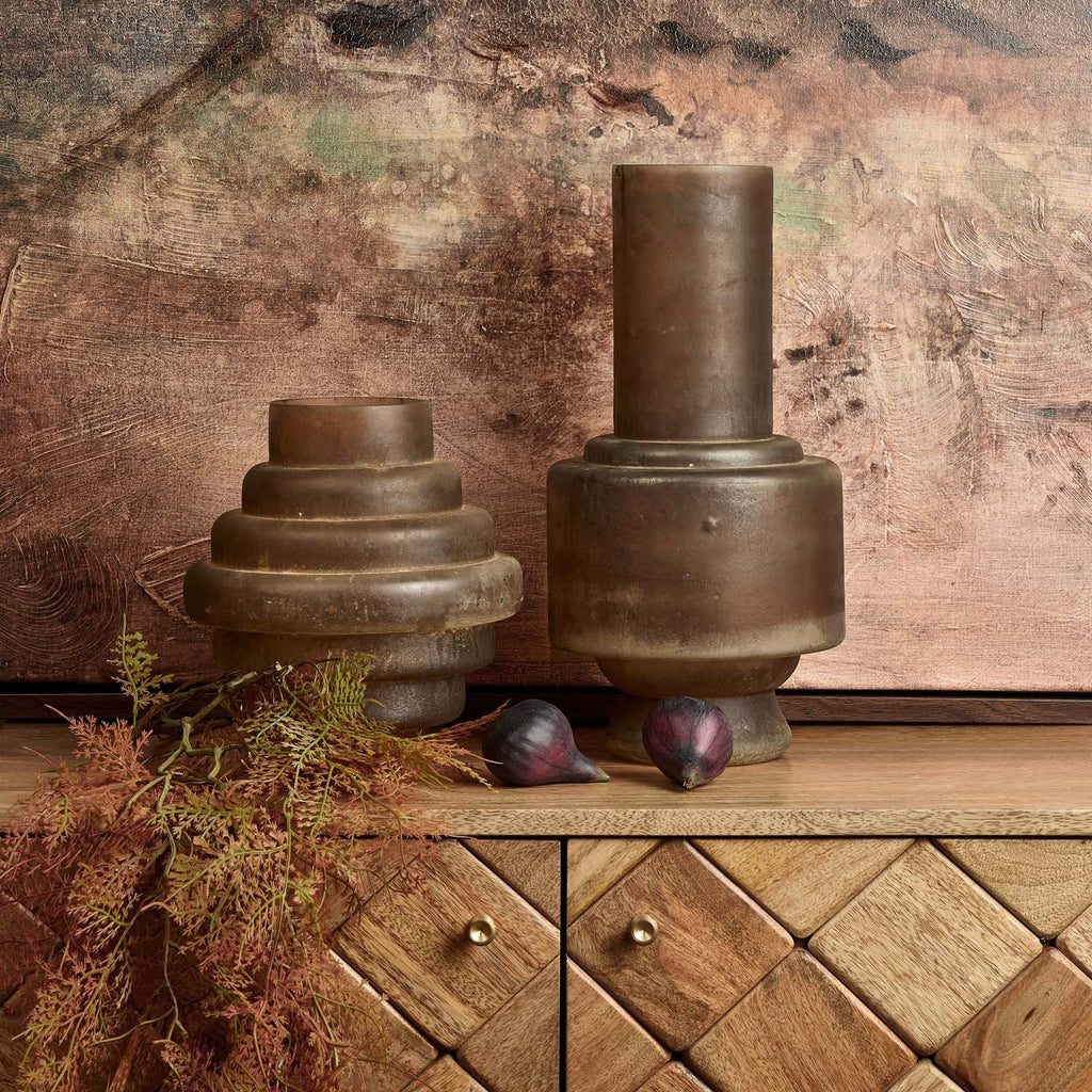 Glass Belly Neck Vase in Rust
