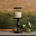 Candle Stand with Glass in Black - Small