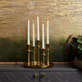 Round Candle Holder Tray with Five Candle Holders in Gold
