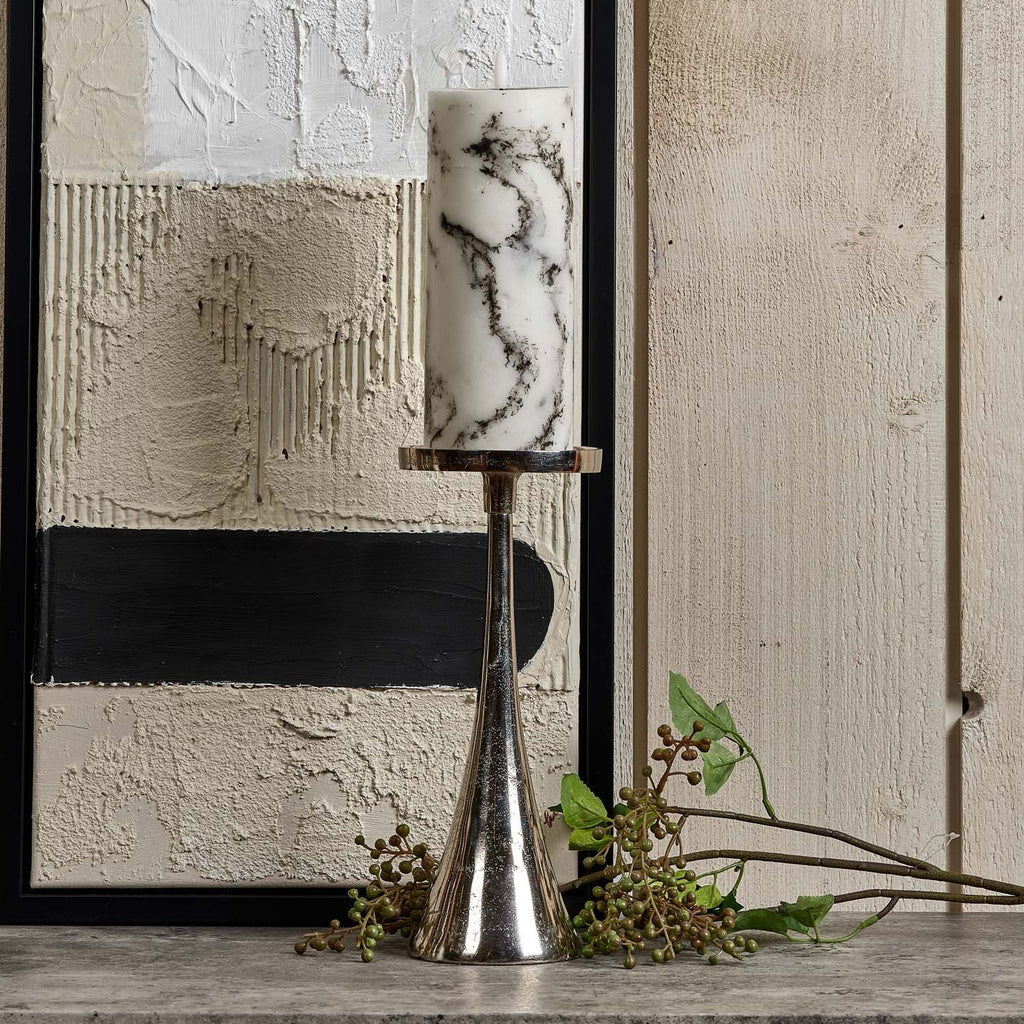 Conical Candle Stand in Nickel - Large