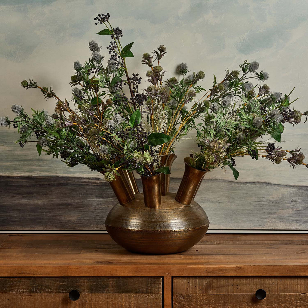 Aluminium Dome Vase in Antique Brass Finish - Small