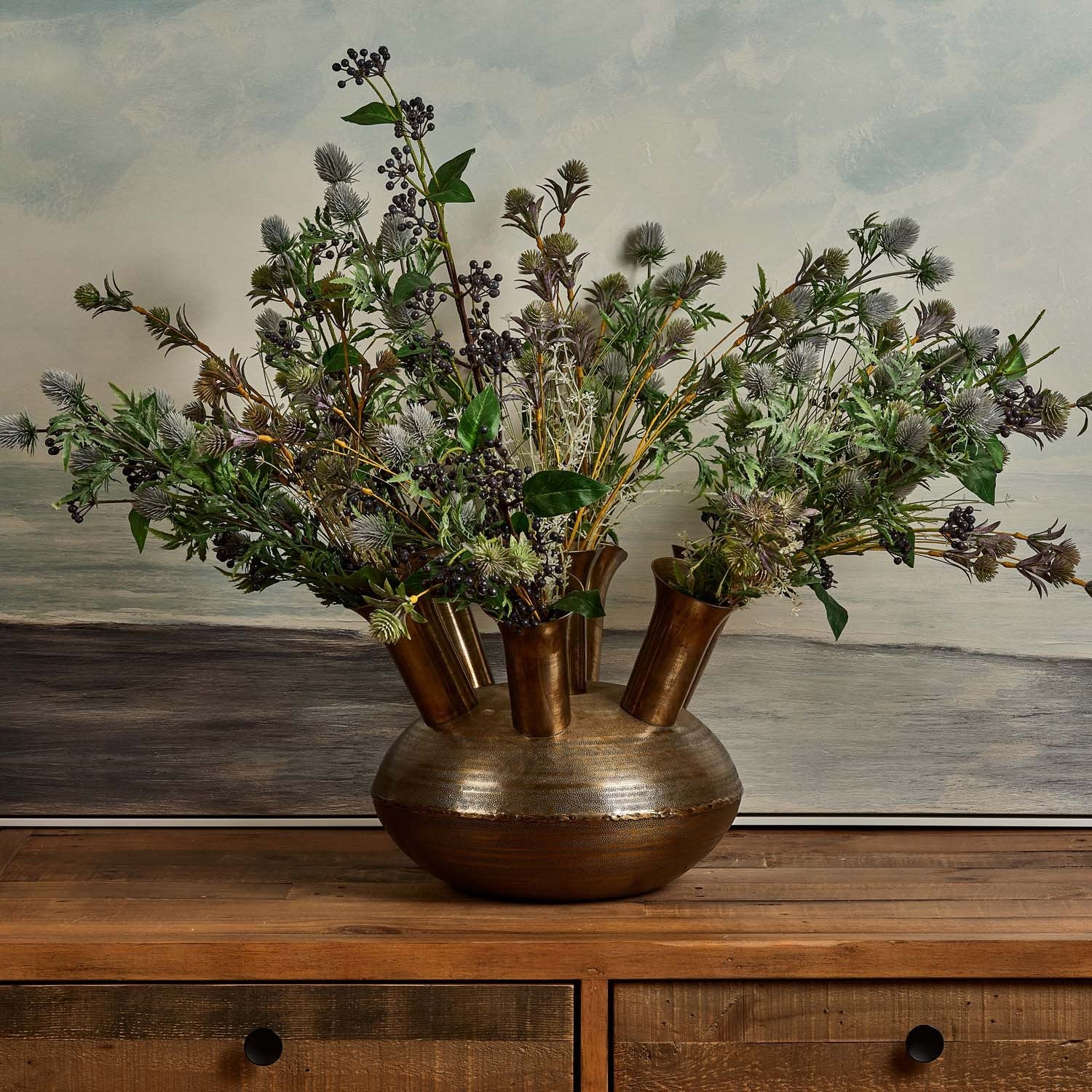 Aluminium Dome Vase in Antique Brass Finish - Small