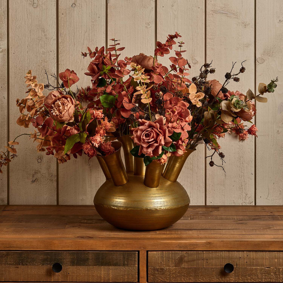 Aluminium Dome Vase in Shiny Brass Finish - Small