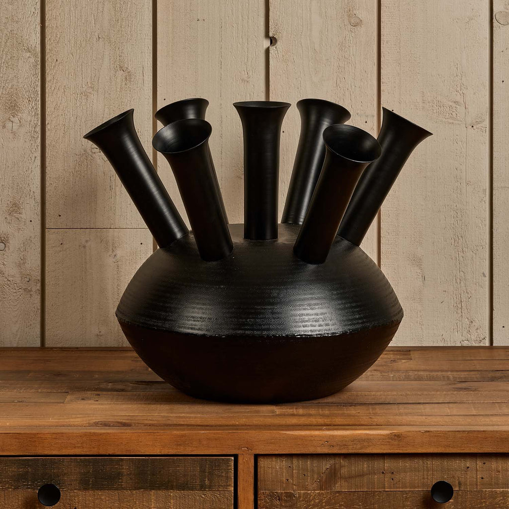 Aluminium Dome Vase in Matt Black Finish - Large