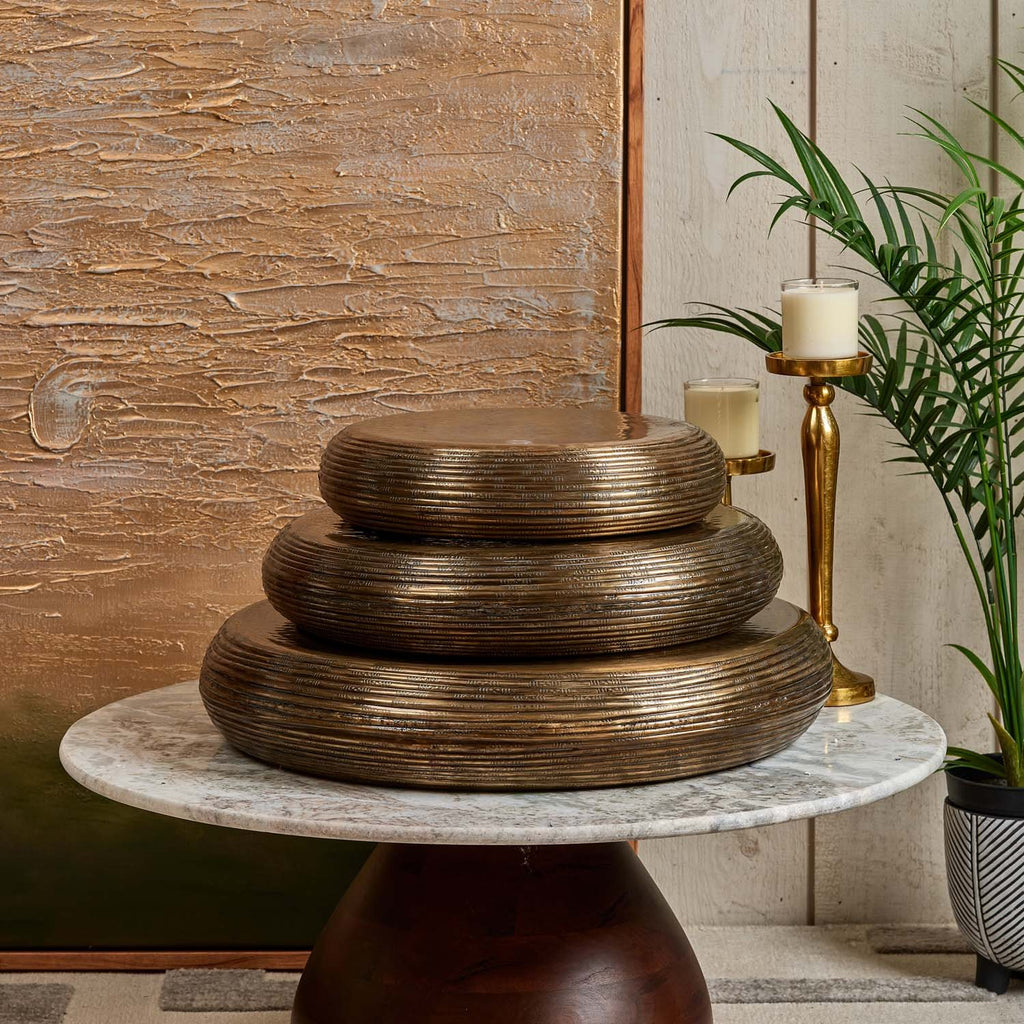 Metal Bowl Tray in Brass Finish - Small