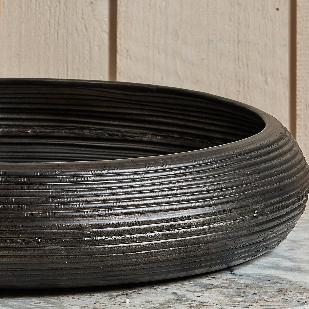 Metal Bowl Tray in Matt Black Finish - Large