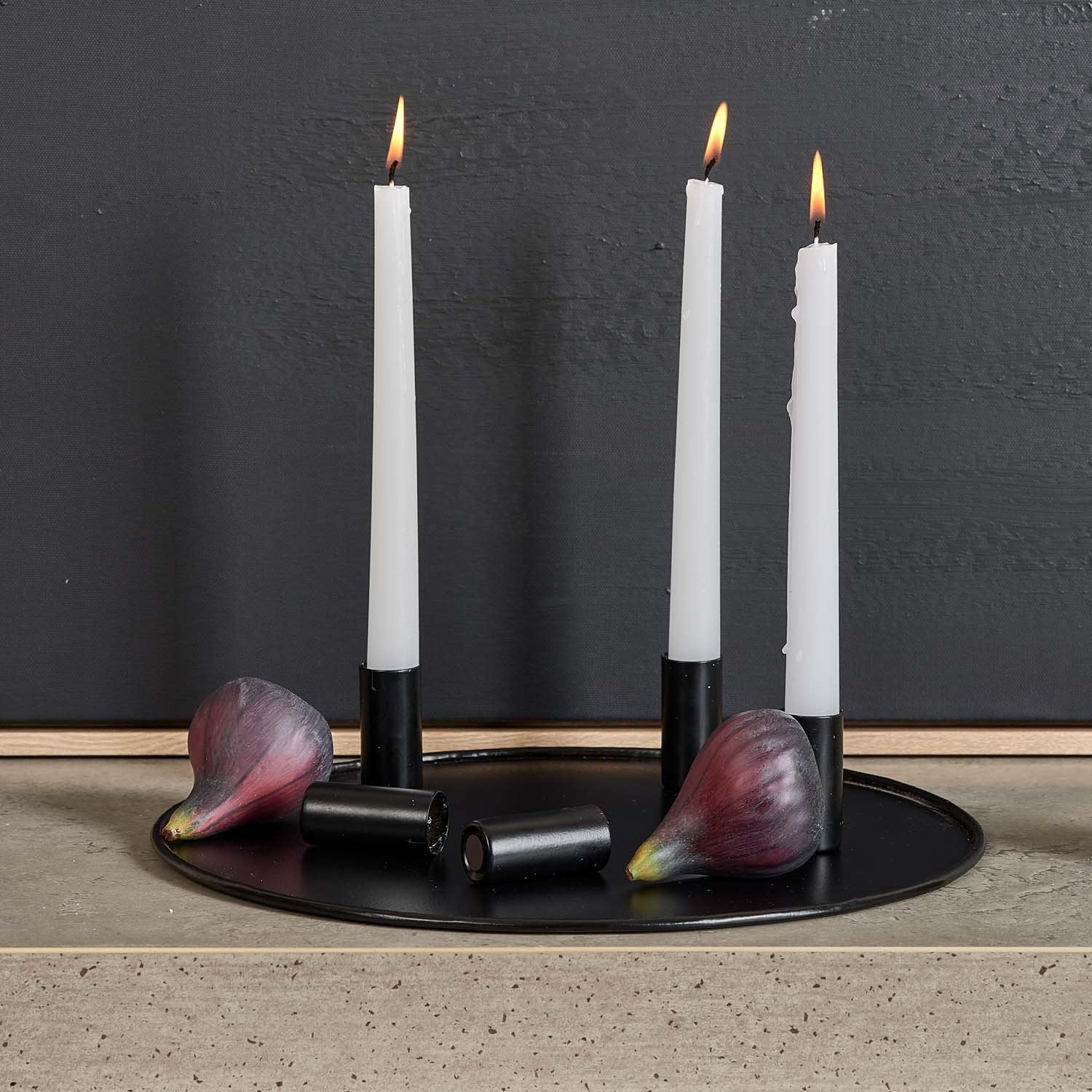 Magentic Metal Candle Holder Tray w/5 holders in Matt Black