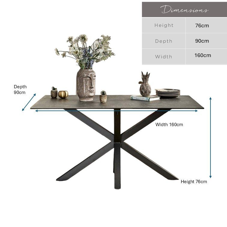 Eastcote Ceramic Dining Table 160cm - Black