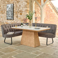 Sutton 160cm Dining Table - Ash with Frampton Corner Bench in Anthracite RHF