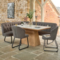 Sutton 160cm Dining Table - Ash with Frampton Corner Bench RHF & 2x Frampton Chairs in Anthracite