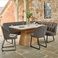 Sutton 160cm Dining Table - Ash with Frampton Corner Bench LHF & 2x Frampton Chairs in Anthracite
