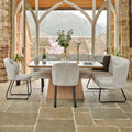 Sutton 160cm Dining Table - Ash with Frampton Corner Bench LHF & 2x Frampton Chairs in White