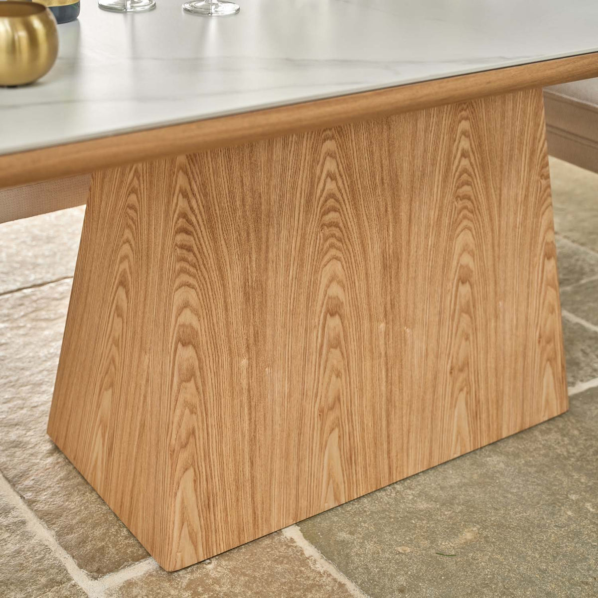 Sutton 160cm Dining Table - Ash with Frampton Corner Bench LHF & Flat Bench in White