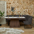 Sutton 160cm Dining Table - Walnut with Frampton Corner Bench in Anthracite LHF