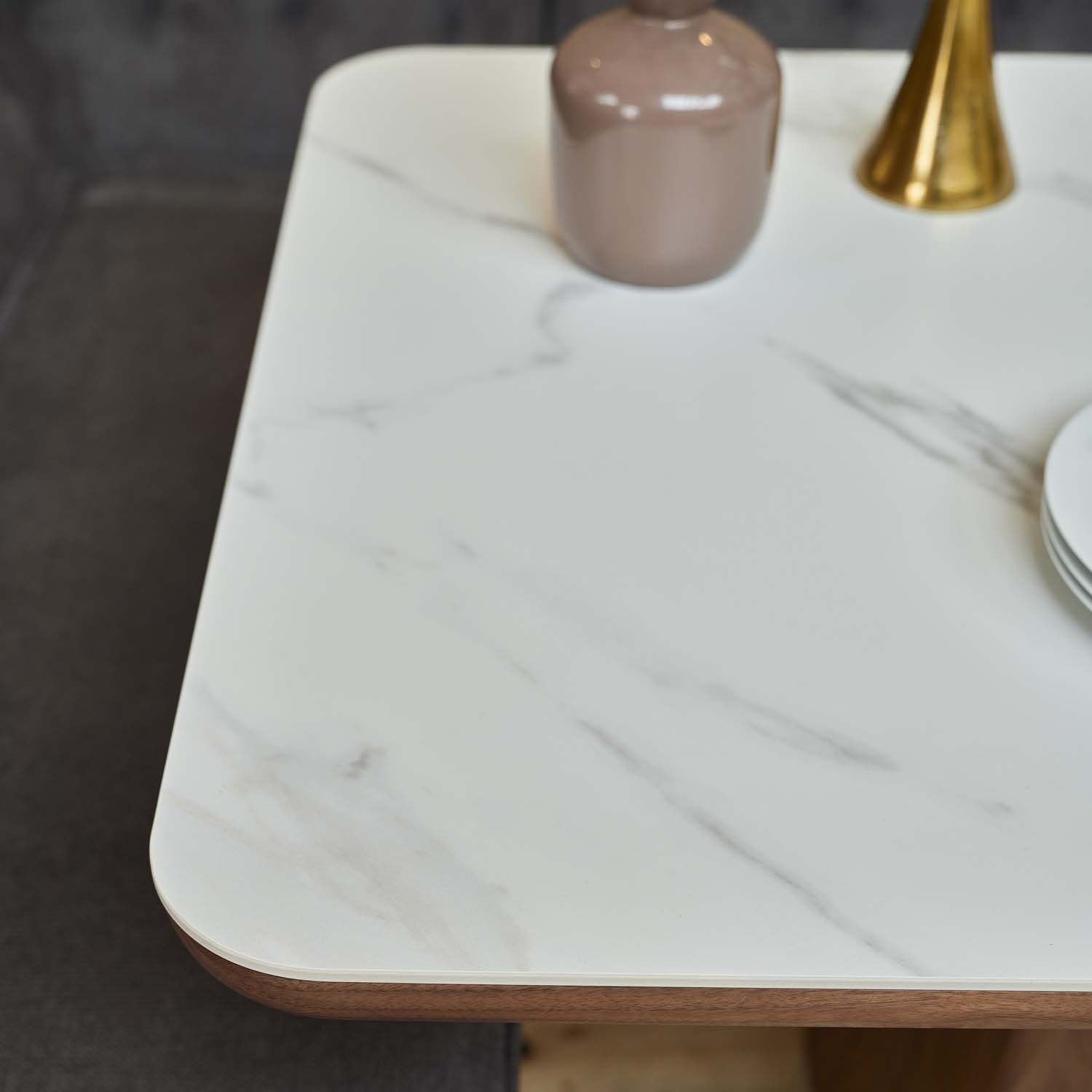 Sutton 160cm Dining Table - Walnut with Frampton Corner Bench in Anthracite LHF