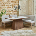 Sutton 160cm Dining Table - Walnut with Hampton Corner Bench in Grey LHF