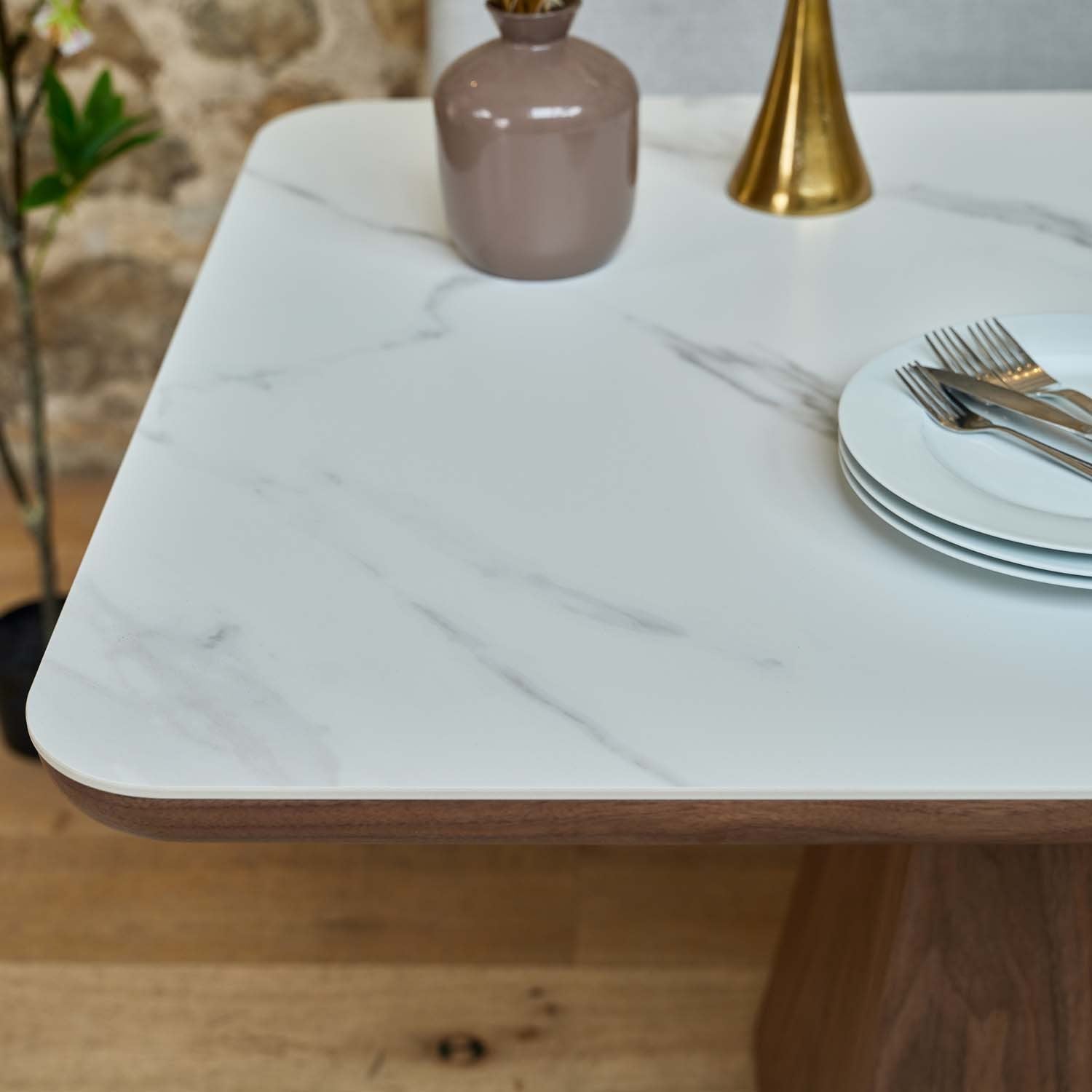 Sutton 160cm Dining Table - Walnut with Hampton Corner Bench in Grey RHF