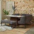 Sutton 160cm Dining Table - Walnut with Frampton Corner Bench LHF & Flat Bench in Anthracite