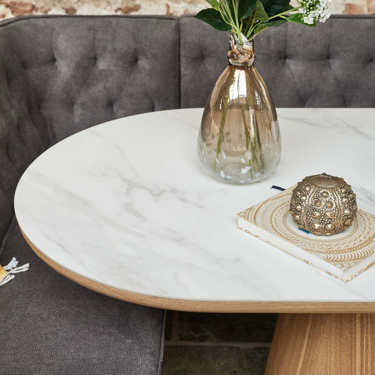 Sutton 200cm Dining Table - Ash with Frampton Corner Bench RHF & 2x Frampton Chairs in Anthracite