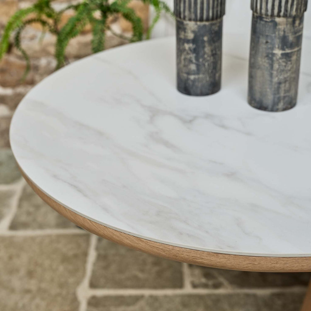 Sutton 200cm Dining Table - Ash with Frampton Corner Bench in White LHF