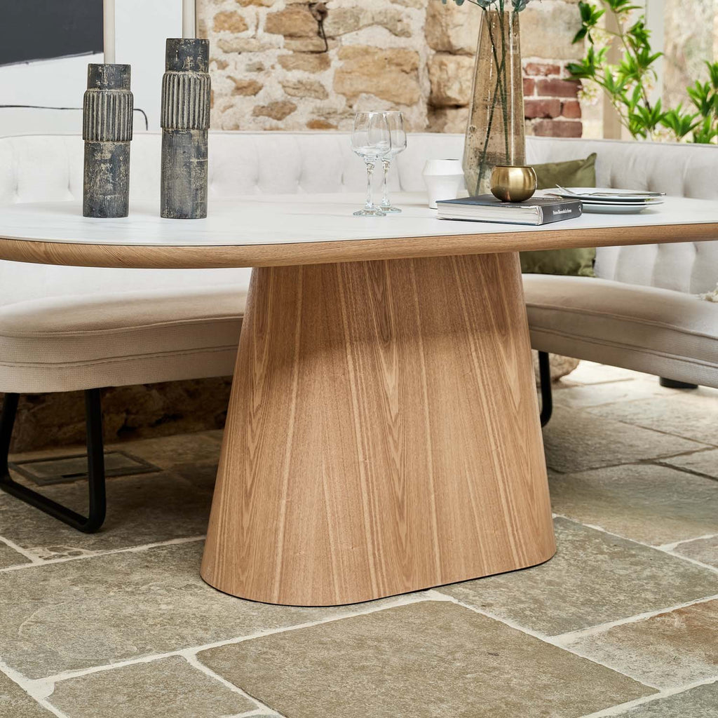 Sutton 200cm Dining Table - Ash with Frampton Corner Bench in White LHF