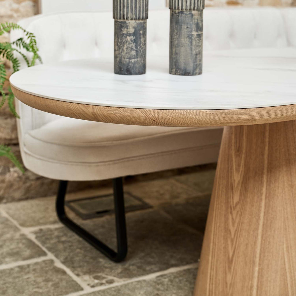 Sutton 200cm Dining Table - Ash with Frampton Corner Bench in White LHF