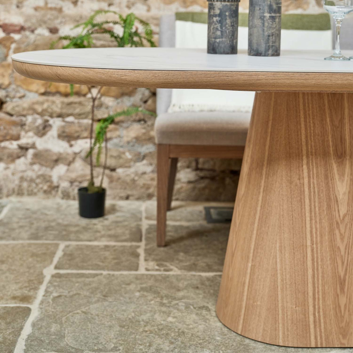 Sutton 200cm Dining Table - Ash with Hampton Corner Bench in Grey LHF