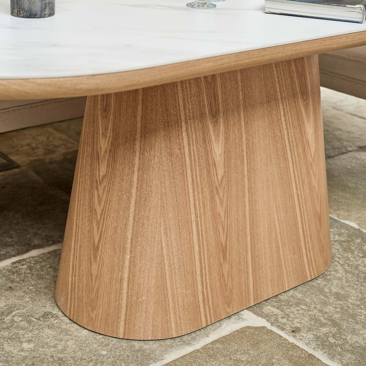 Sutton 200cm Dining Table - Ash with Frampton Corner Bench RHF & Flat Bench in White