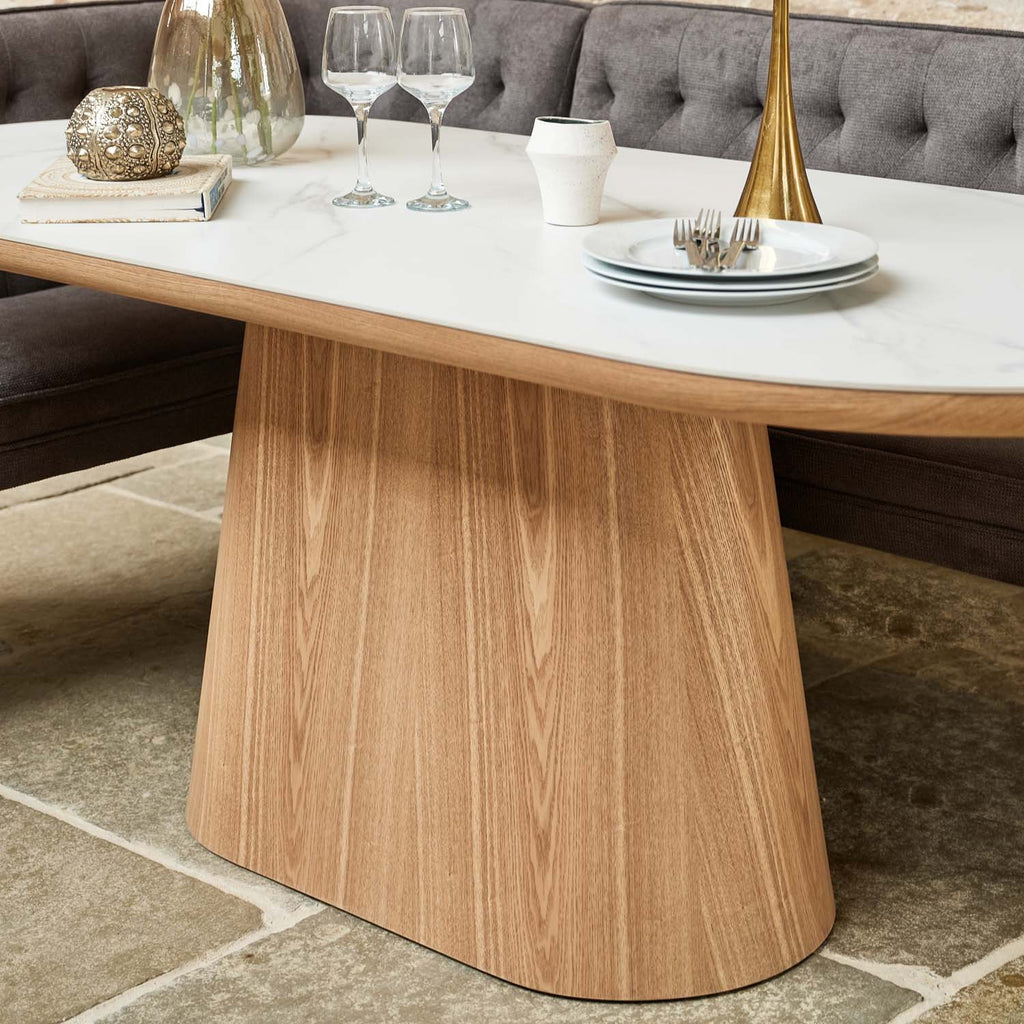 Sutton 200cm Dining Table - Ash with Frampton Corner Bench LHF & Flat Bench in Anthracite