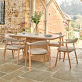 Sutton 160cm Dining Table - Ash with 6x Albi Chairs in Beige with Oiled Oak Legs