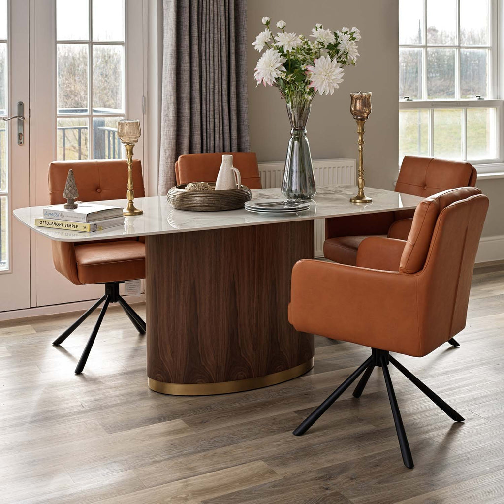 West Bay Dining Table 180cm with 4x Parma Dining Chairs in Tan