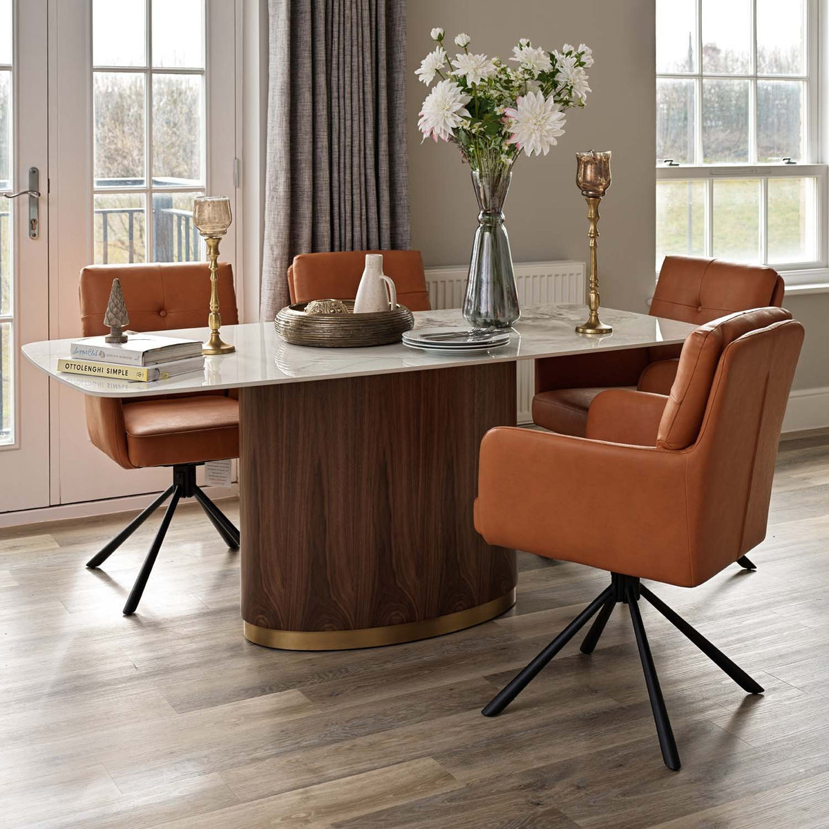 West Bay Dining Table 180cm with 4x Parma Dining Chairs in Tan
