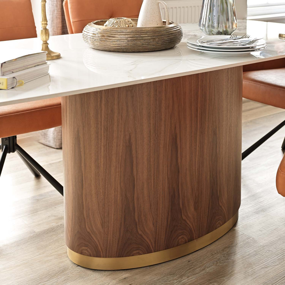 West Bay Dining Table 180cm with 4x Parma Dining Chairs in Tan