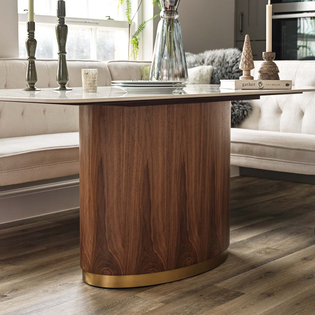 West Bay Dining Table 180cm with Frampton Corner Bench LHF and Low Bench in White