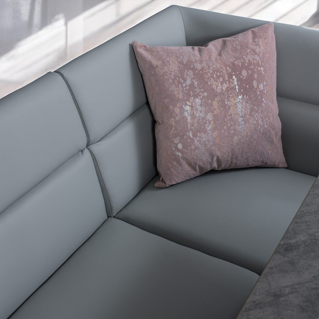 Jupiter 180cm - Faux Concrete - Dining Table & LHF Corner Bench with Flat Bench in Light Grey