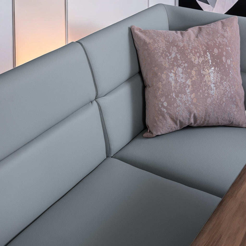 Jupiter 180cm - Faux Concrete - Dining Table & LHF Corner Bench in Light Grey
