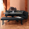 Jupiter 180cm - Faux Concrete - Dining Table & LHF Corner Bench with Flat Bench in Black