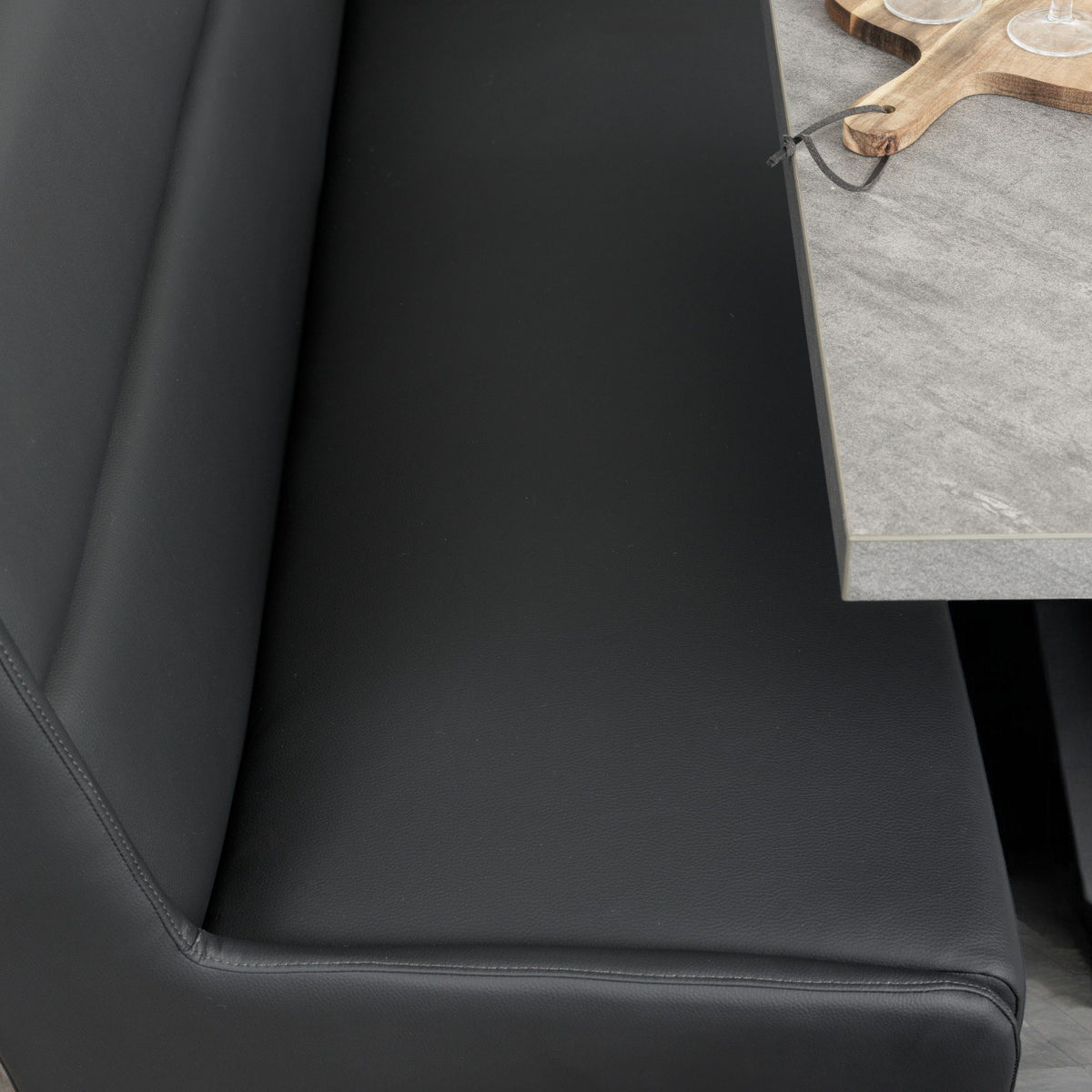 Jupiter 180cm - Faux Concrete - Dining Table & LHF Corner Bench with Flat Bench in Black