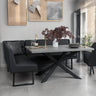 Jupiter 180cm - Faux Concrete - Dining Table & RHF Corner Bench in Black