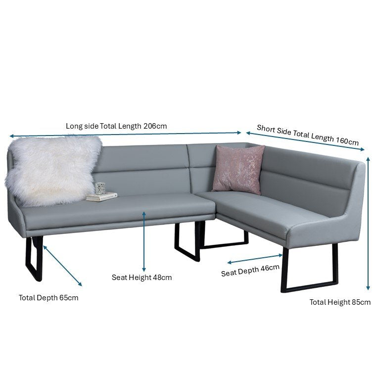 Jupiter Corner Bench in Light Grey LHF