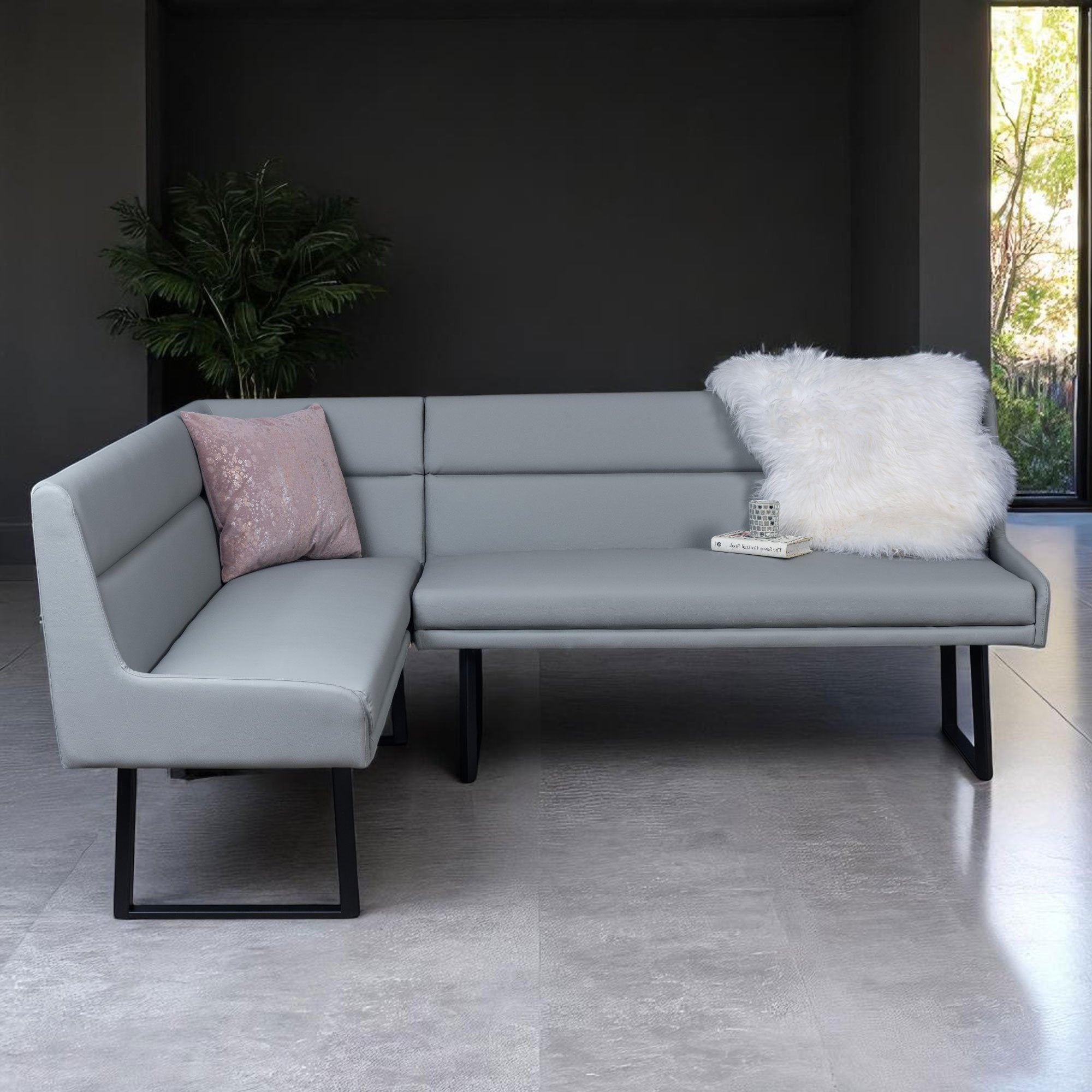 Jupiter Corner Bench in Light Grey RHF