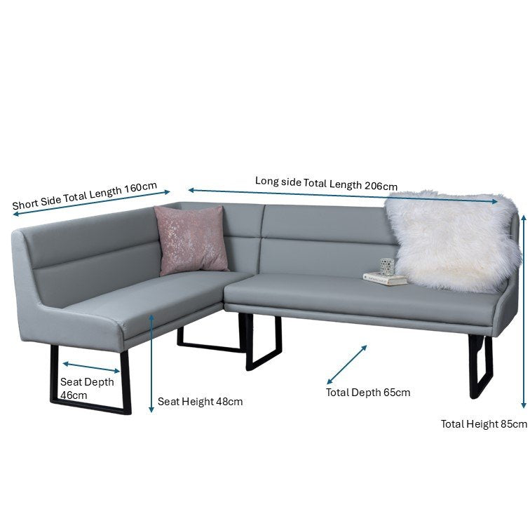 Jupiter Corner Bench in Light Grey RHF